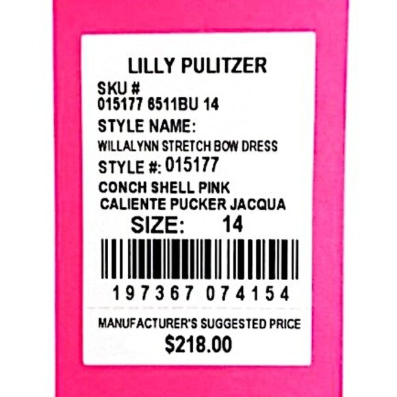 Lilly Pulitzer Willalynn Stretch Bow Dress in Conch Shell Pink NWT - Size 14 - Picture 7 of 8